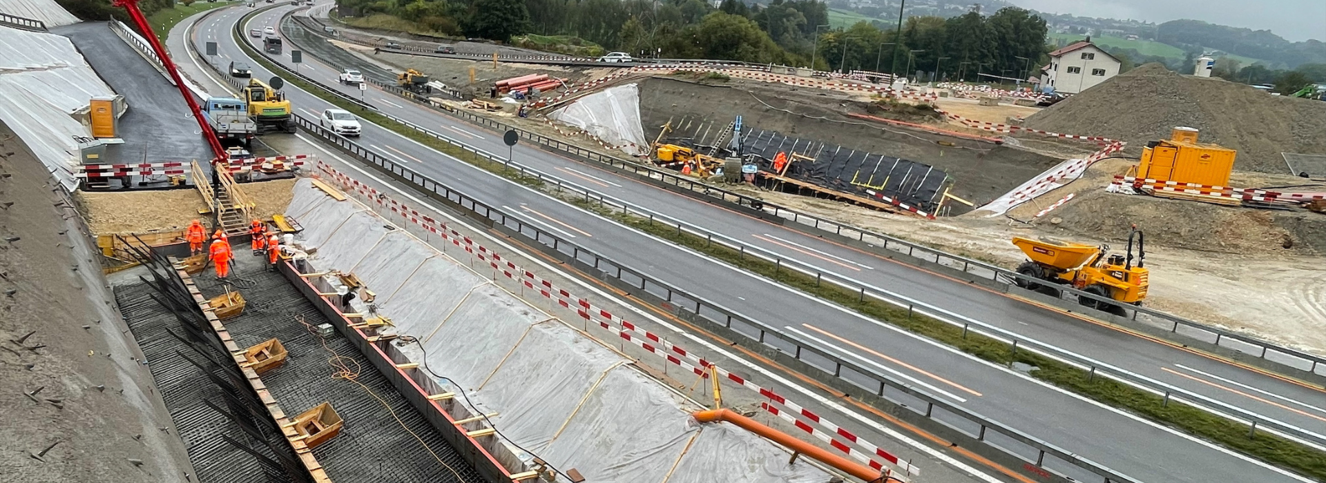 Arbeiten an der Autobahnbrücke Matran