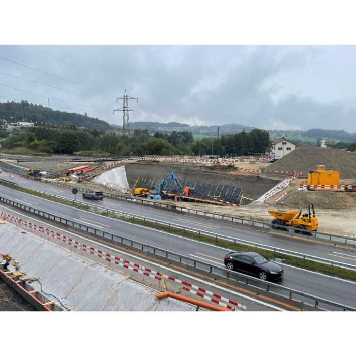 Arbeiten an der Autobahnbrücke Matran